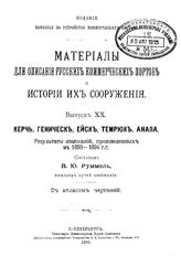 Руммель В.Ю. Материалы для описания русских портов и истории их сооружения  Комис. по устройству коммер. портов. Вып. 20 : Керч, Геническ, Ейск, Темрюк, Анапа. - СПб., 1896.