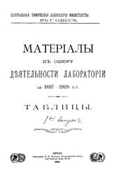  Материалы к обзору деятельности лаборатории за 1897 - 1908 гг  Центр. хим. лаб. М-ва финансов в г. Одессе. Вып. 1-2. - Одесса, 1909.